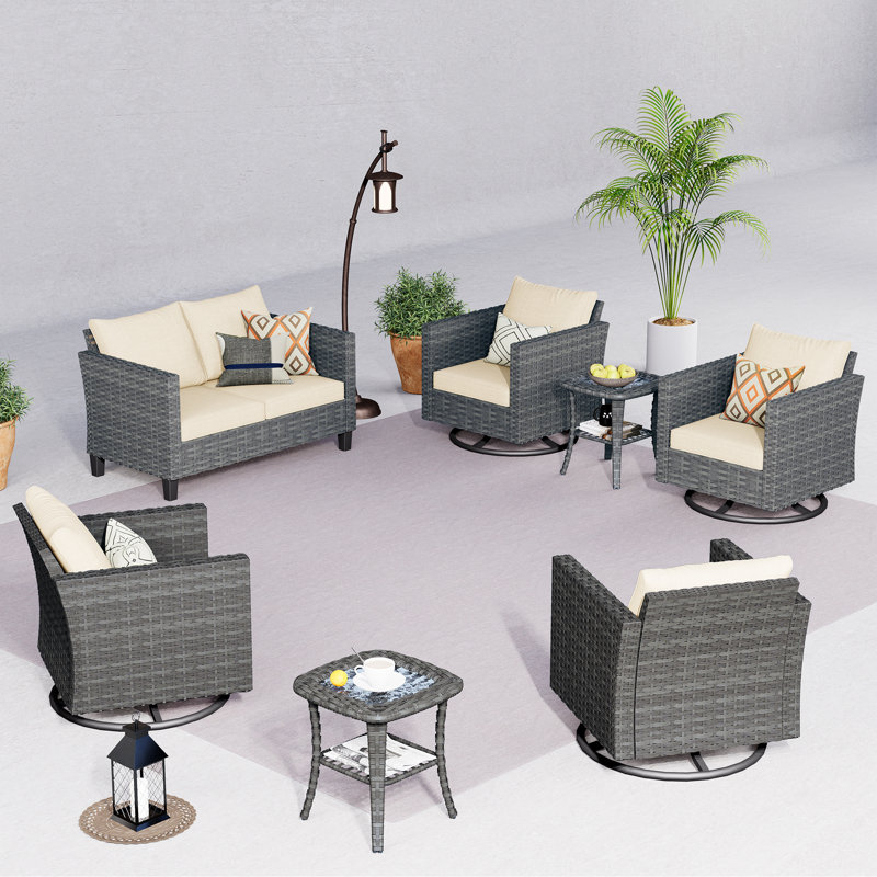 Ensemble de mobilier d'extérieur 7 pièces, Beige