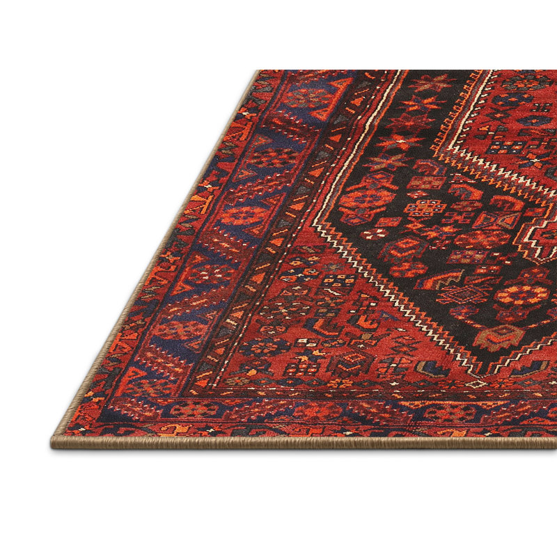 Tapis traditionnel rouge / noir, Rectangle 2 pi x 3 pi