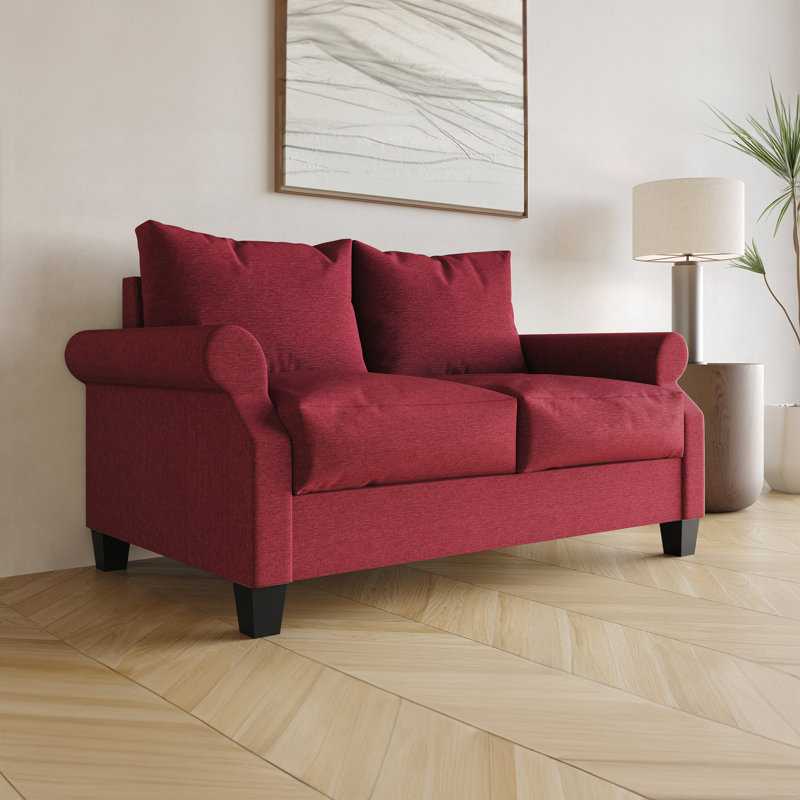 Mayner Fabric Reception Loveseat, Red