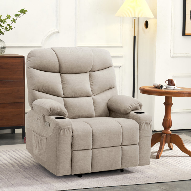 Wide Power Recliner Lift Chair with Extended Footrest For Big People, Fabric, Oatmeal
