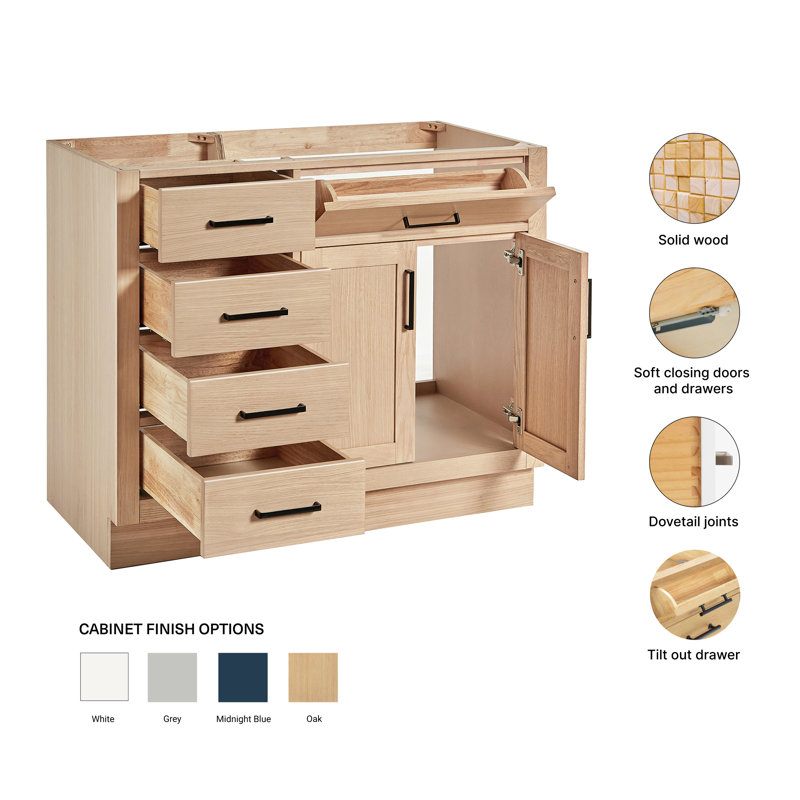 42" Single Bathroom Vanity Base only, Natural Oak