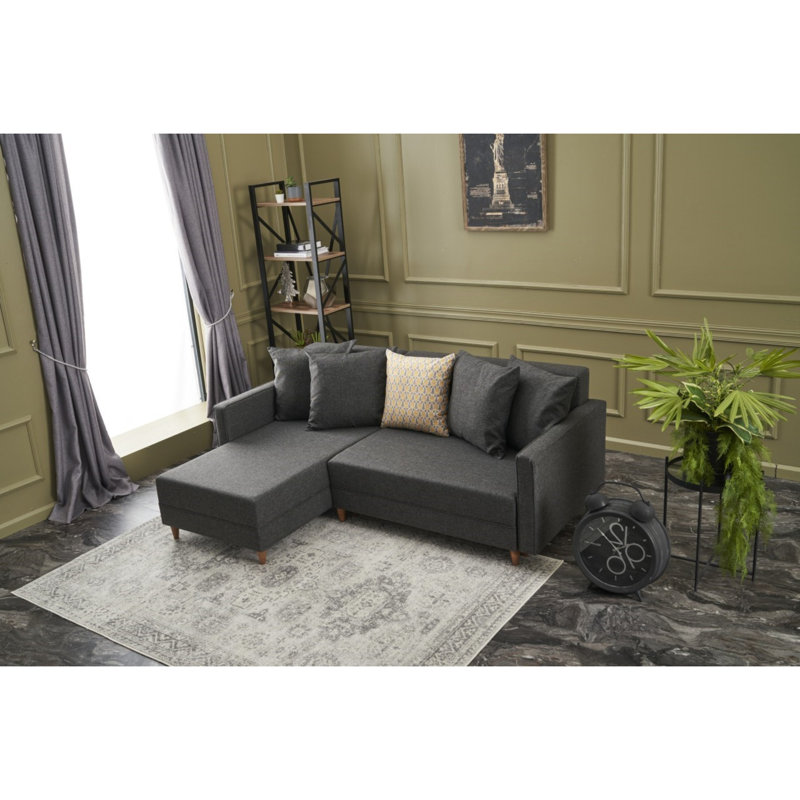 Canapé-lit Everdina, Accoudoir à gauche (vu de face), 100 % polyester anthracite