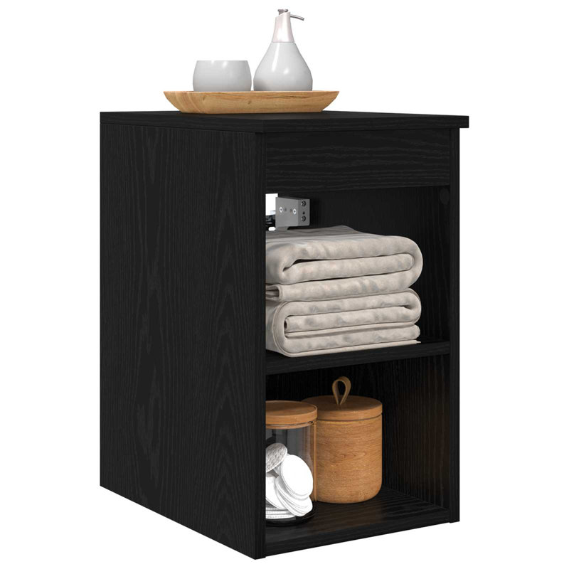 Engineered Wood Bathroom Cabinet, 50cm H x 30cm W x 35cm D, Black Oak