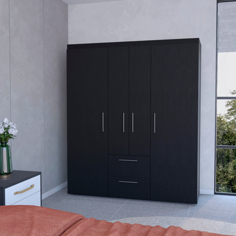 Armoire 2 portes noire tout-en-un