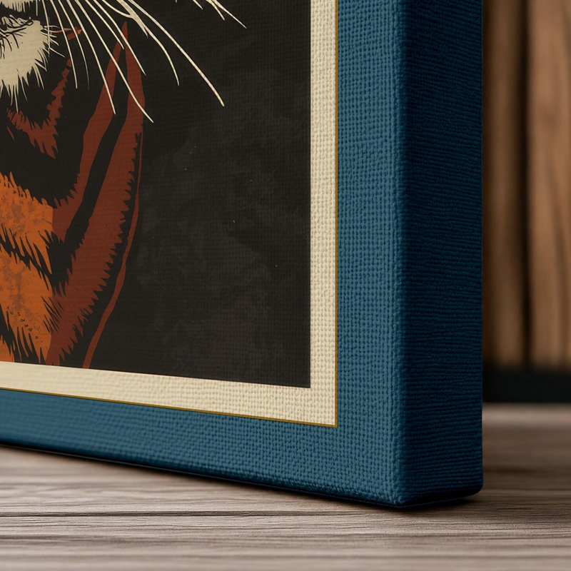 Tiger's Gaze Rustic - Wrapped Canvas, 18x12 - 45.7 x 30.5 cm, Teal Border