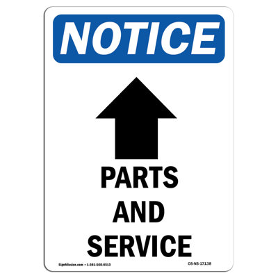 Parts and Service Up Arrow Sign with Symbol