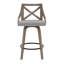 Tabouret de comptoir à hauteur fixe en bois gris clair et tissu gris - ensemble de 2