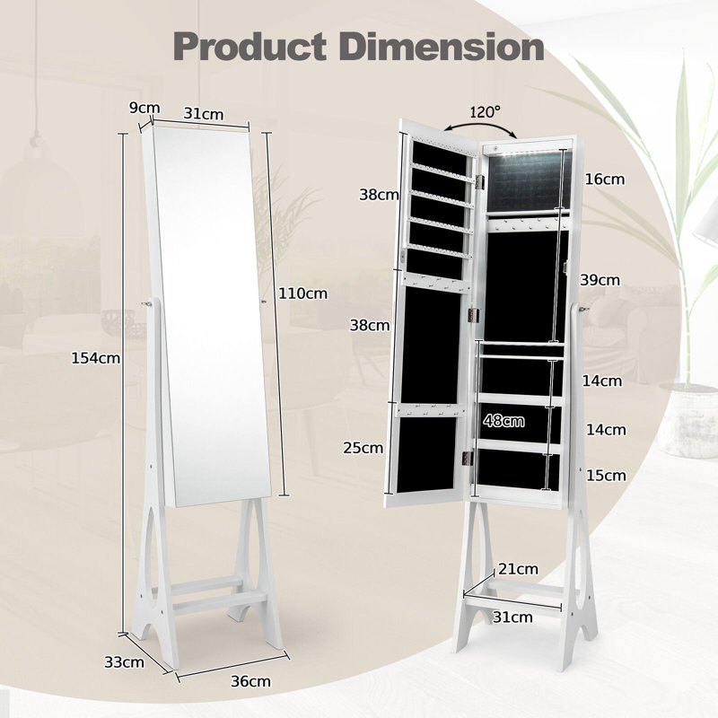 Rinie Freestanding Jewelry Armoire, White