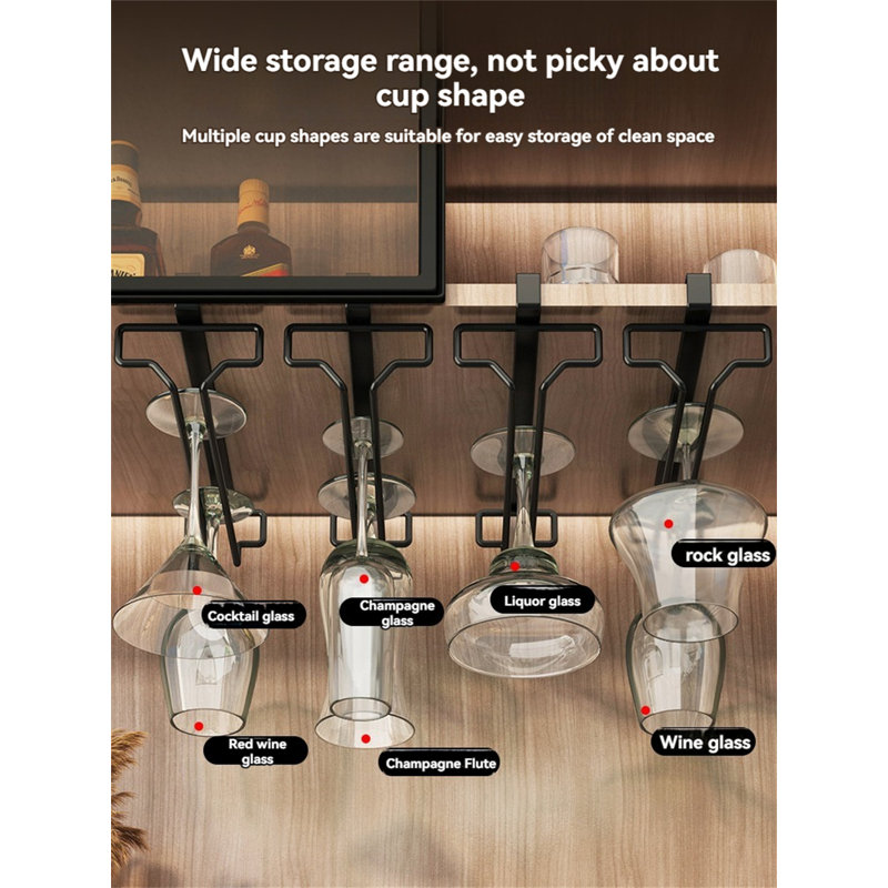 Doneva Wall Mounted Wine Glass Rack Black
