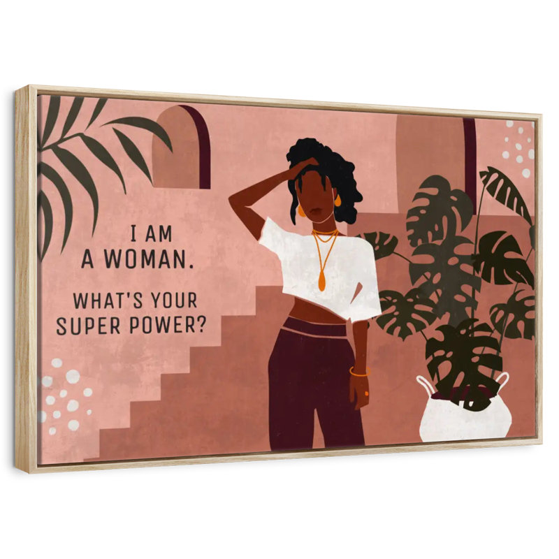 I Am A Woman II, 40 po x 27 po, Cadre flottant en bois naturel