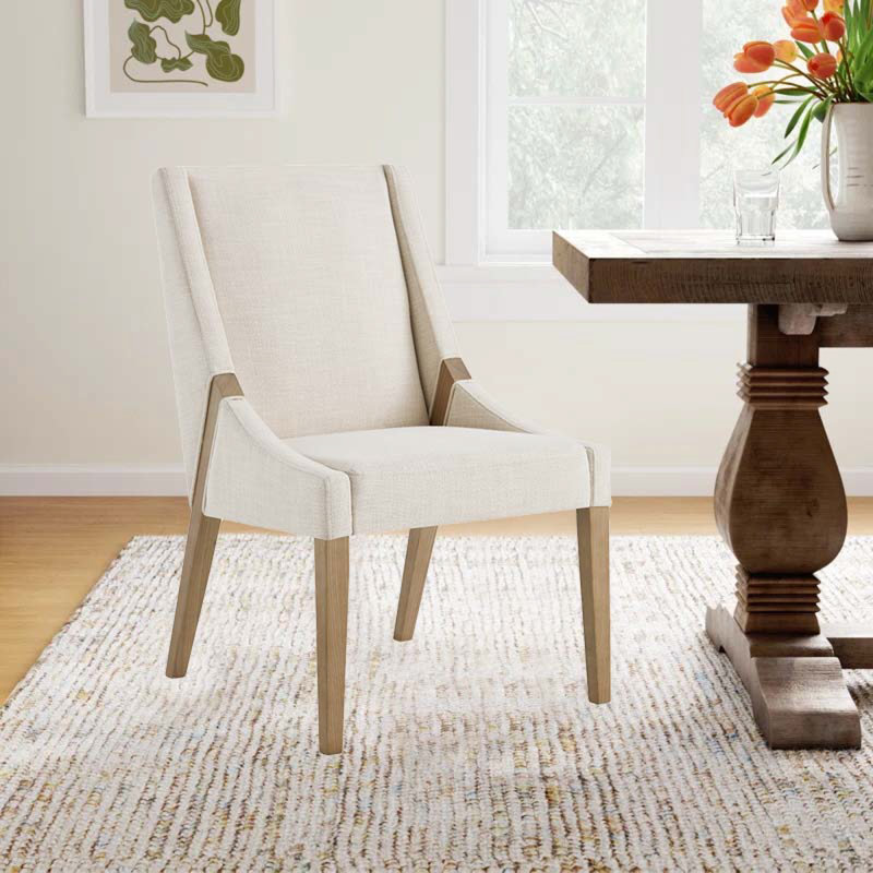Chaise rembourrée Arnell Annie, Bois naturel, Lin Performance Effie