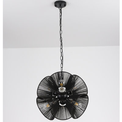 6-Light Boho Rattan Chandelier Rope Chandelier Pendant Light Fixture Farmhouse