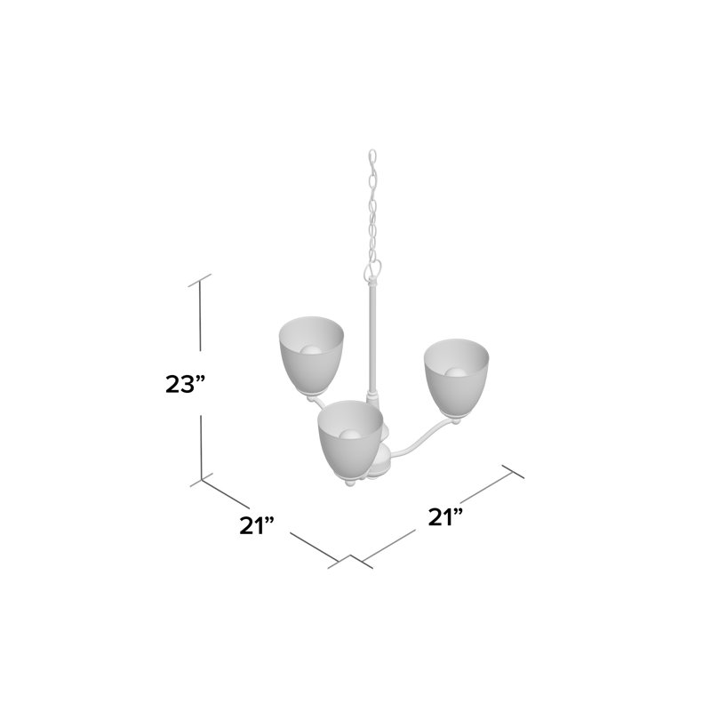 Lustre classique/traditionnel ombré 3 lumières Royst, Nickel brossé, A19