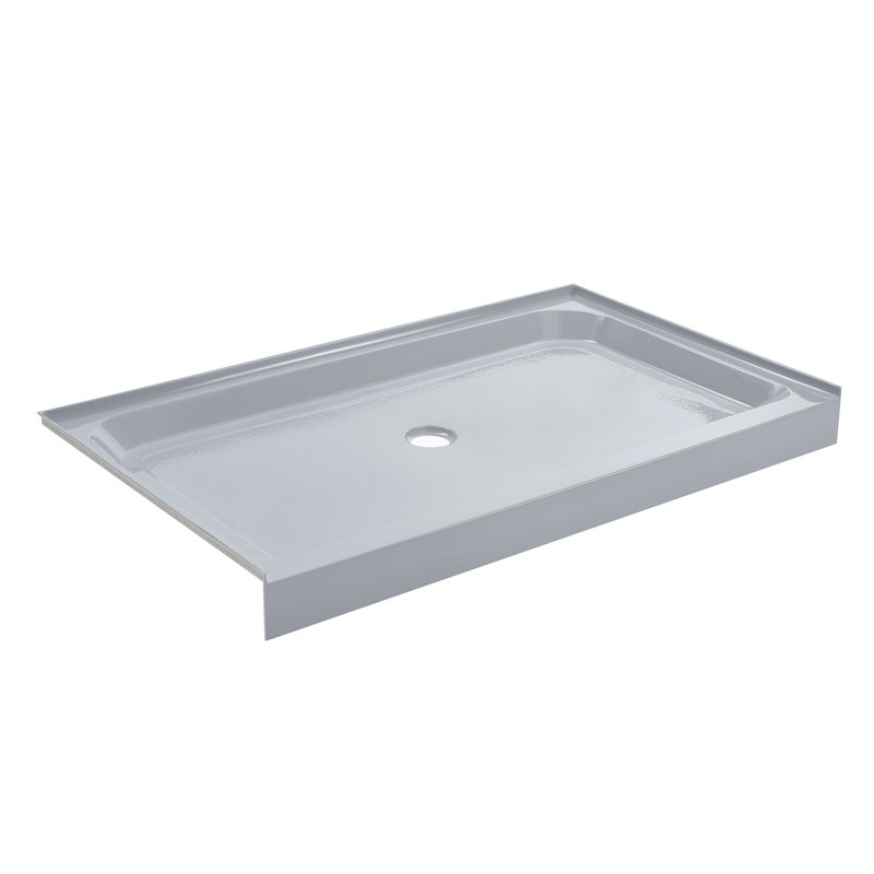 Voltaire 60" x 36"  Acrylic, Single-Threshold, Shower Base, Gray, Center