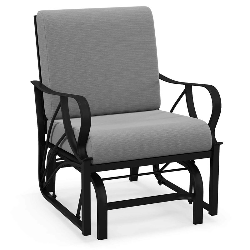 Chaise berçante de patio avec coussin, Gris