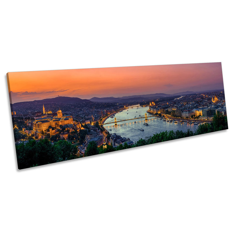 Budapest Hungary Skyline - Wrapped Canvas Panoramic Art Prints, 30.48cm H x 91.44cm W