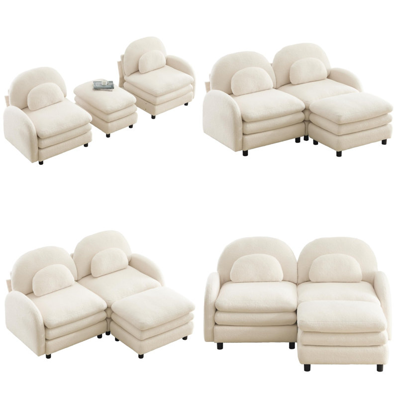 Canapé-lit Teddy, Blanc beige