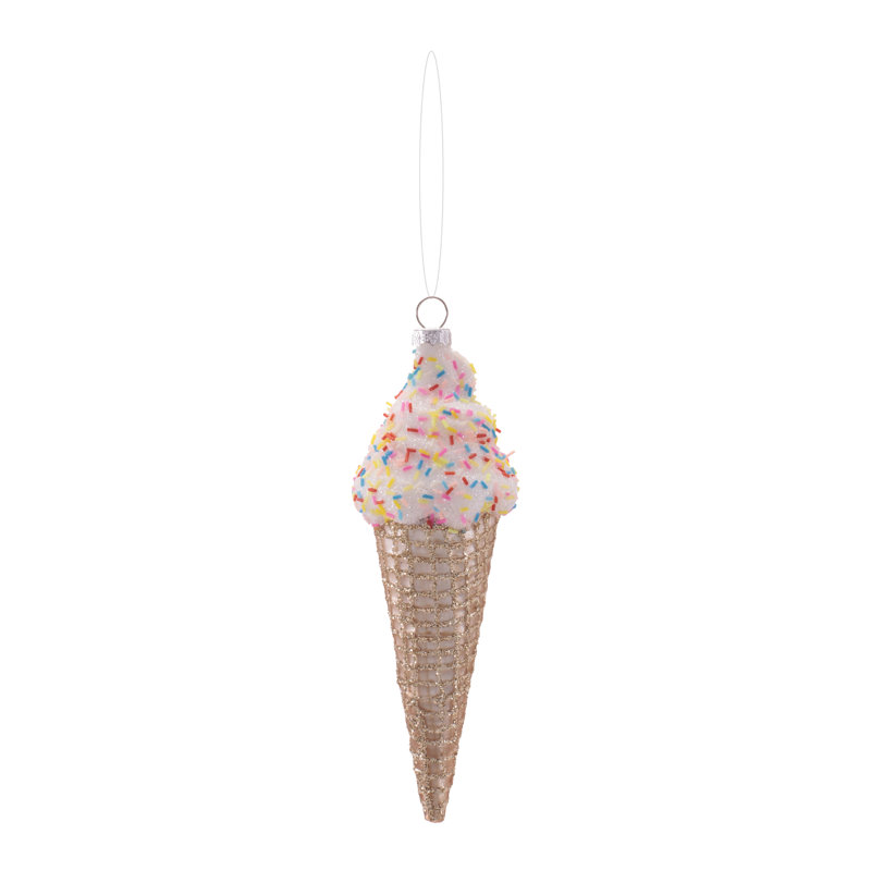 Ornements en verre en forme de cornet de crème glacée (ensemble de 12)