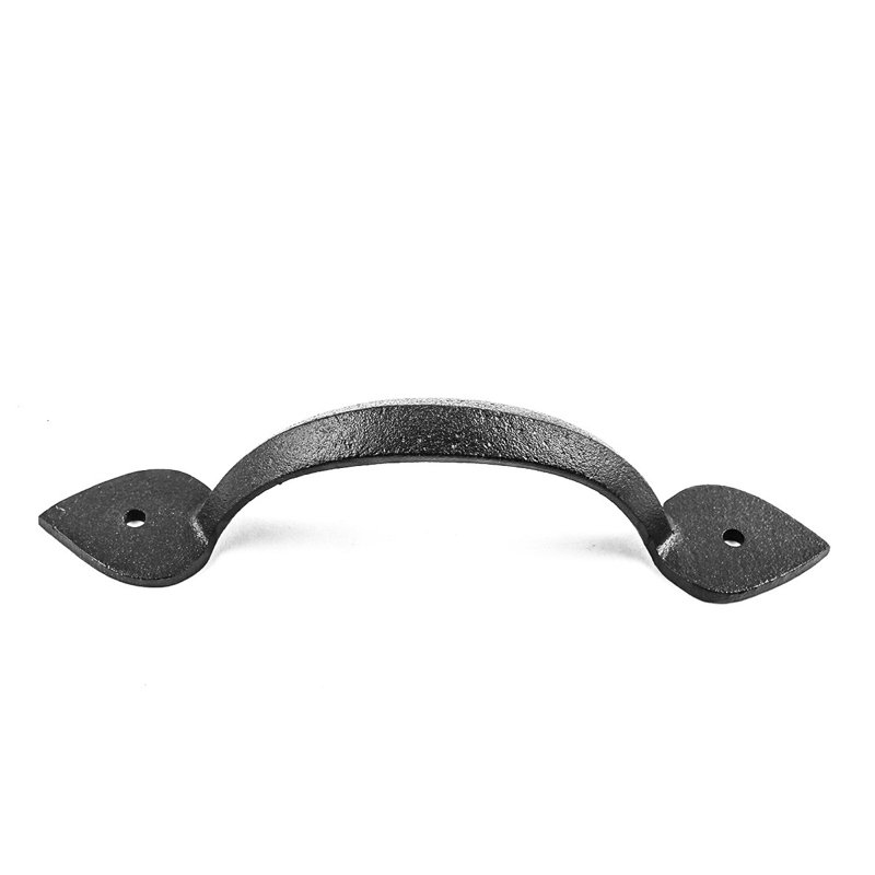 Black Wrought Iron Heart Tip Door Pulls, Set of 4