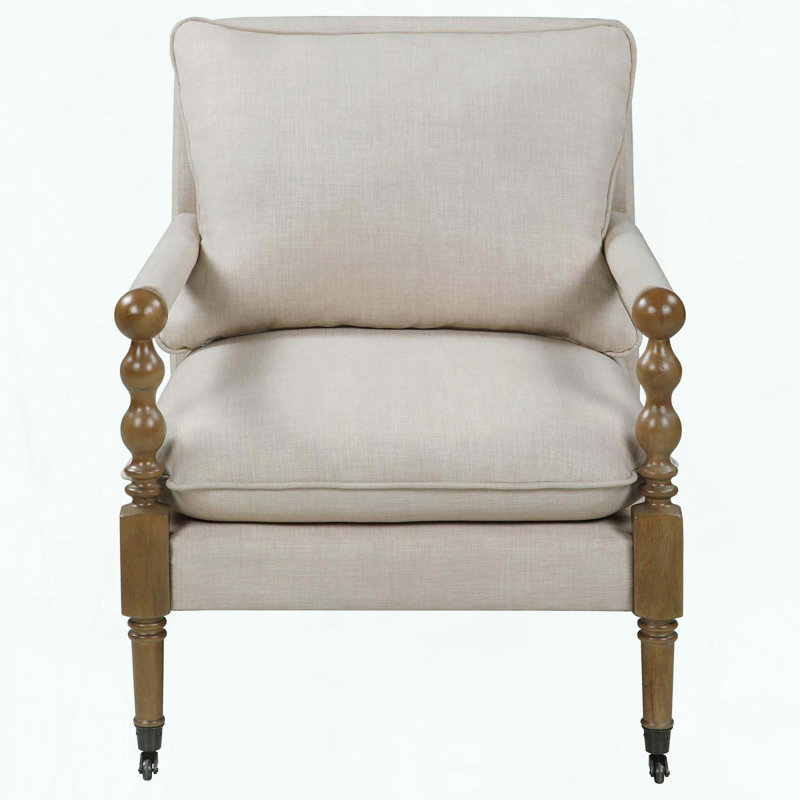 Chaise d'appoint en bois avec coussins moelleux et roulettes