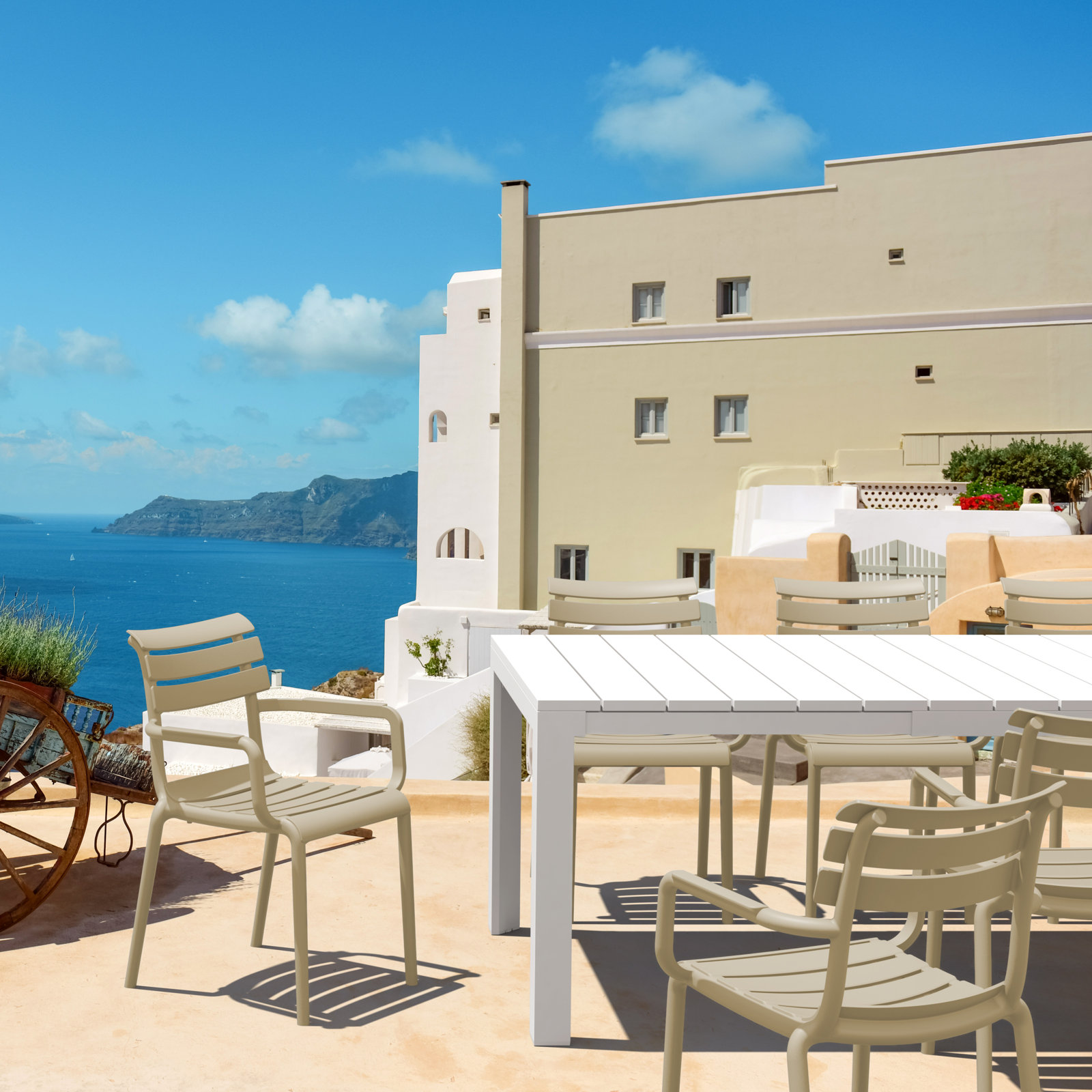 Aragons Stacking Patio Dining Armchair, Taupe