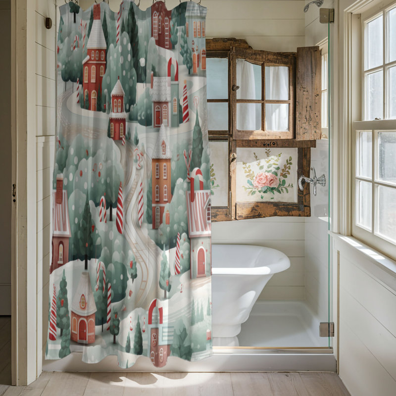Peppermint Track - Premium Shower Curtain, 74"H x 71"W