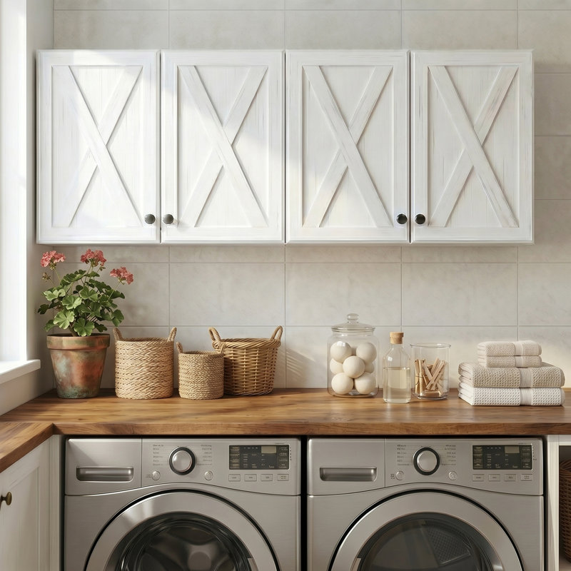 Armoire murale de porte de grange l 59 po x H 24 po, armoire murale pour salle de lavage, cuisine, salle de bain, 2-Pack