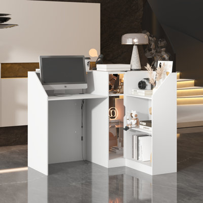 47.2"W X 39.4"D X 40.6"H Modern Reception Desk With LED Lights