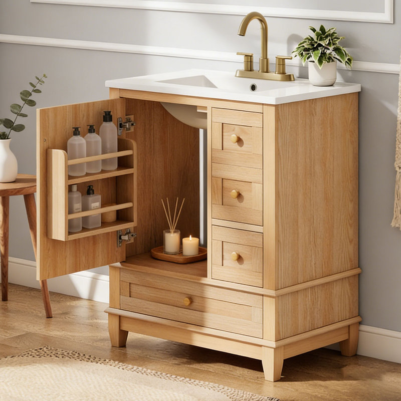 Meuble-lavabo 30 po avec lavabo, Bois