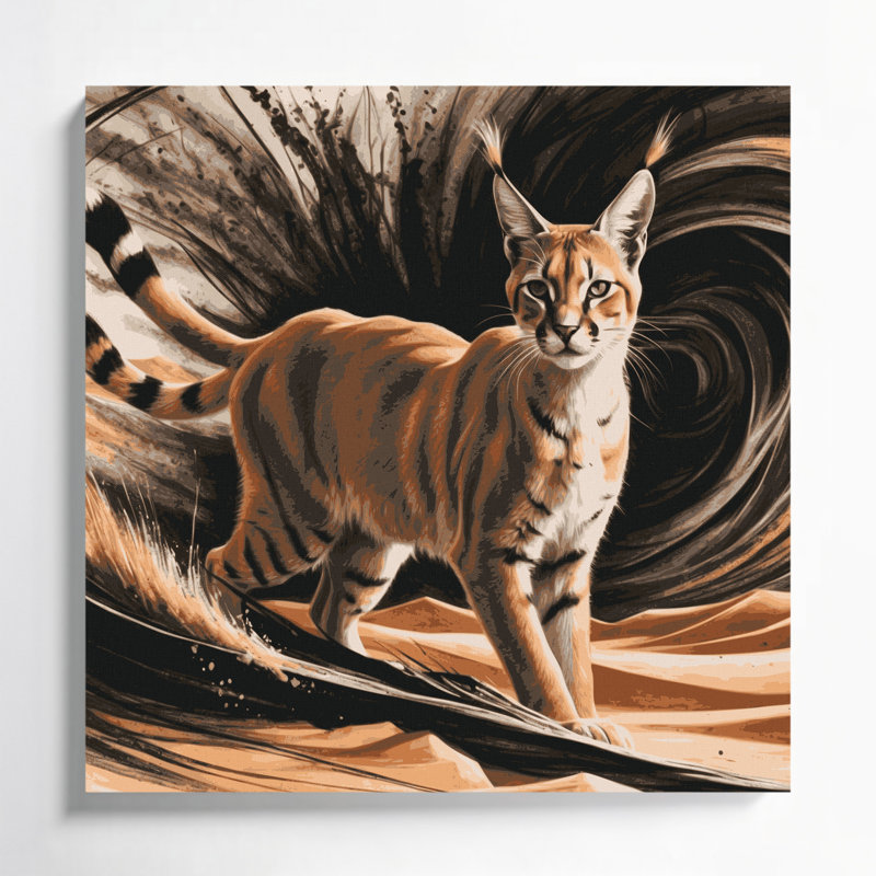 Faune, art mural sur toile brun caracal, H 16 po x l 16 po