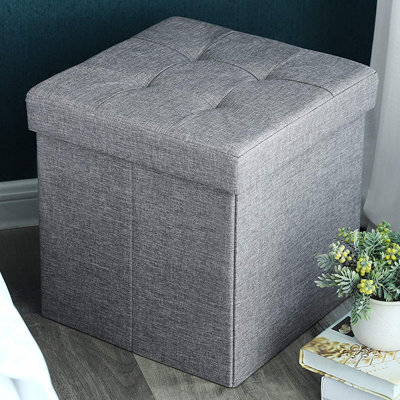 Mccleskey 38 cm W Linen Blend Square Cube Ottoman with Storage