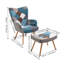 Nadeau Upholstered Linen Blend Terry Cloth With Footstool Lounge Chair-347696207