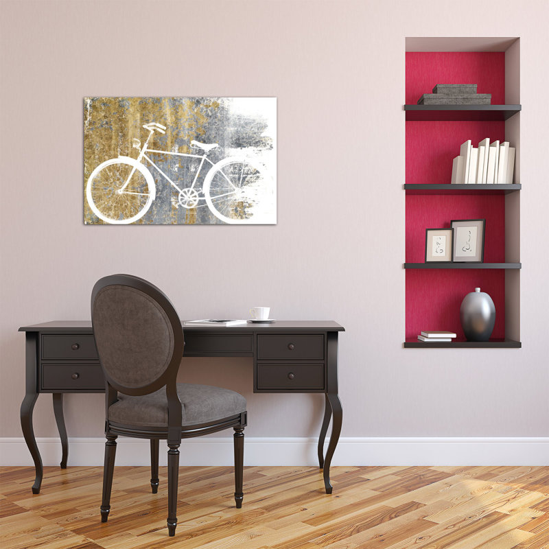 «Gilded Bicycle», impression sur toile tendue, H 26 po x l 40 po x P 1,5 po, Pas de tapis, Toile tendue