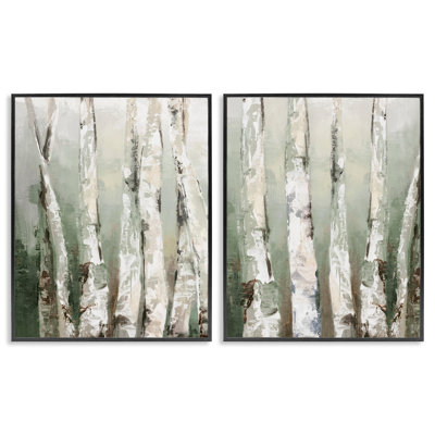 Organic Birch Forest Trees 2pc Framed Giclee Set, design by Luna Mavis