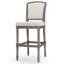 Tabouret de bar gris patiné de 31 po de hauteur avec siège et dossier rembourrés gris Charleston