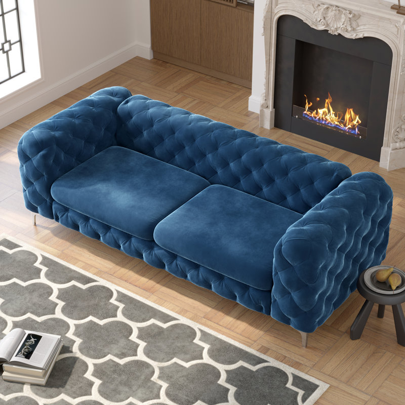 Zermeno Tufted Velvet Chesterfield Loveseat Sofa