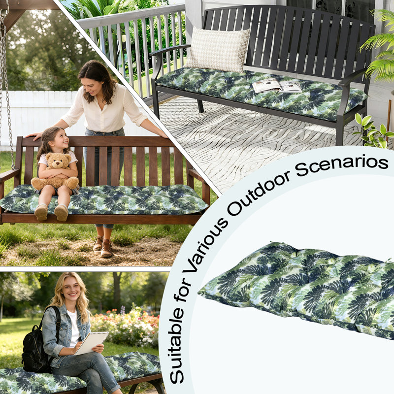 Coussin de banc d'extérieur 60 po x 20 po, coussin de siège de patio imperméable avec attaches, coussin de remplacement pour balancelle, banc de jardin, utilisation intérieure / extérieure