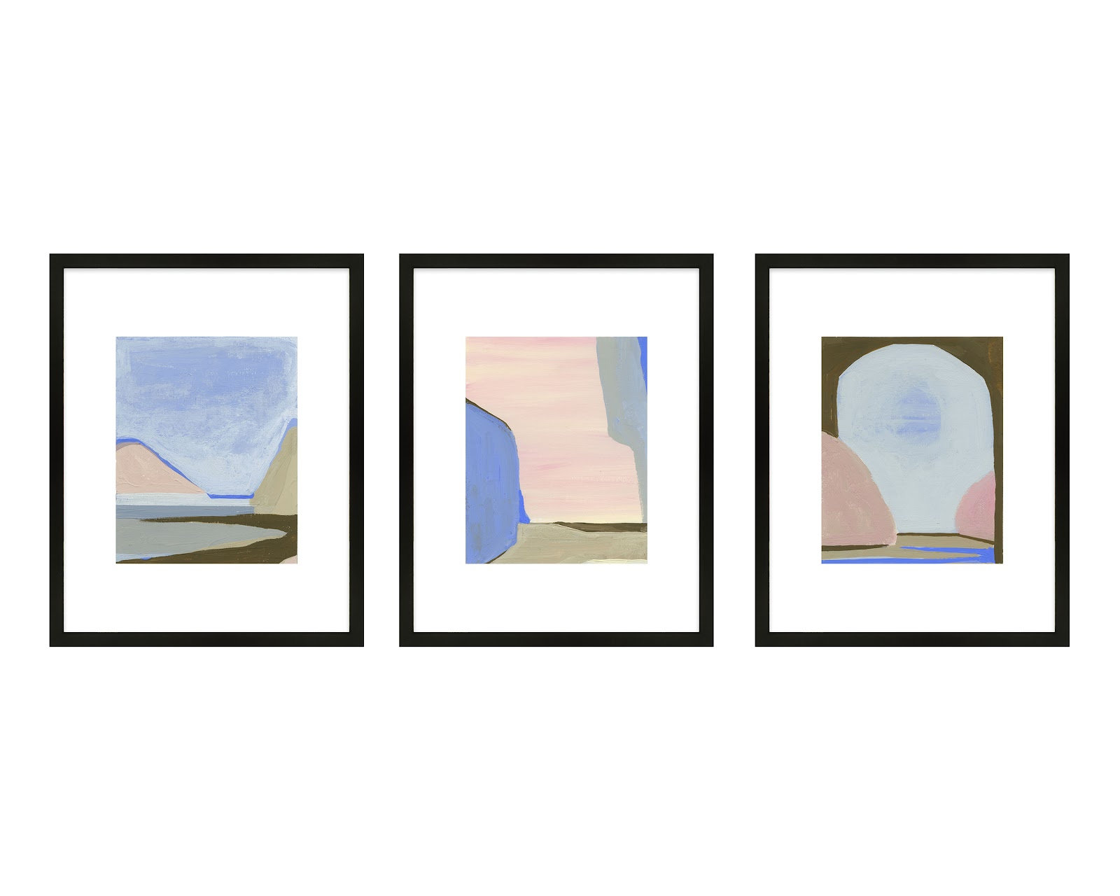 Morning Sky 3-Piece Painting Set, Black Framed, 50" H x 40" W