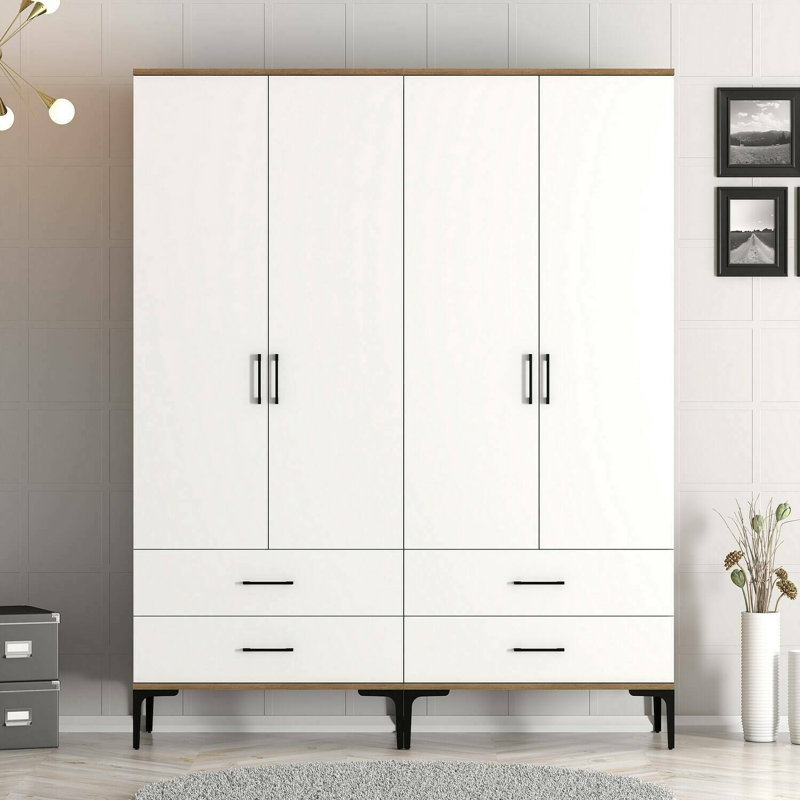 Alurta Manufactured Wood Wardrobe, Walnut/White