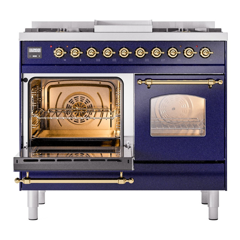 ILVE Nostalgie II 40 in Dual Fuel Range, Natural Gas, Midnight Blue/Brass