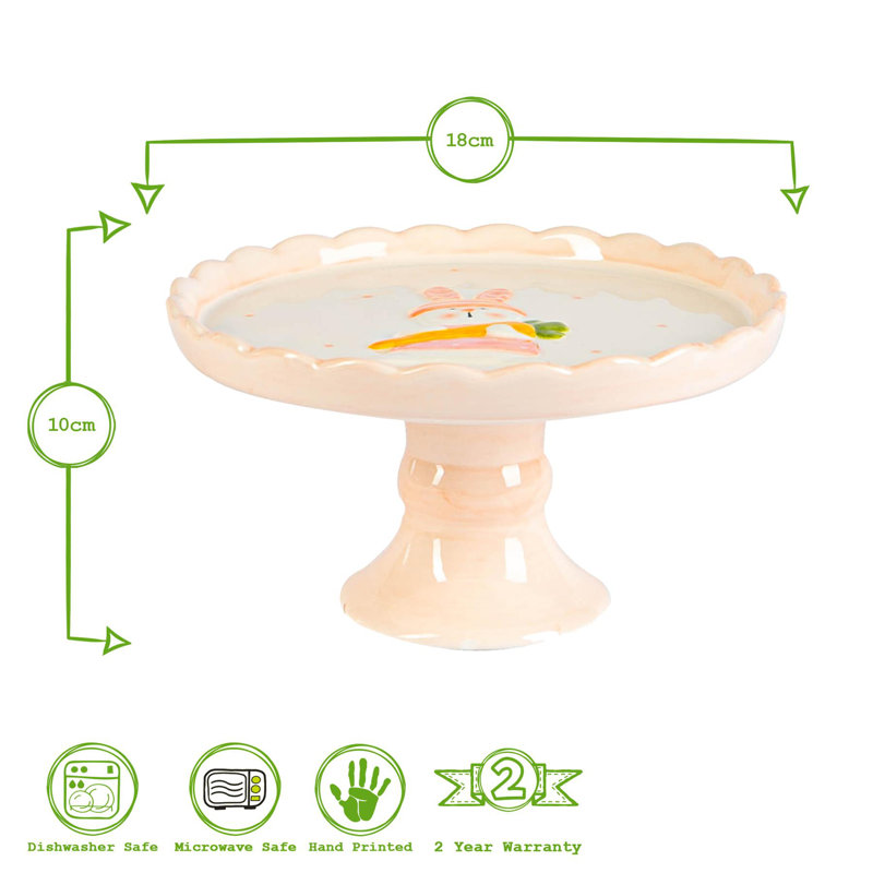 Nicola Spring - Easter Bunny Cake Stand - 18cm - White