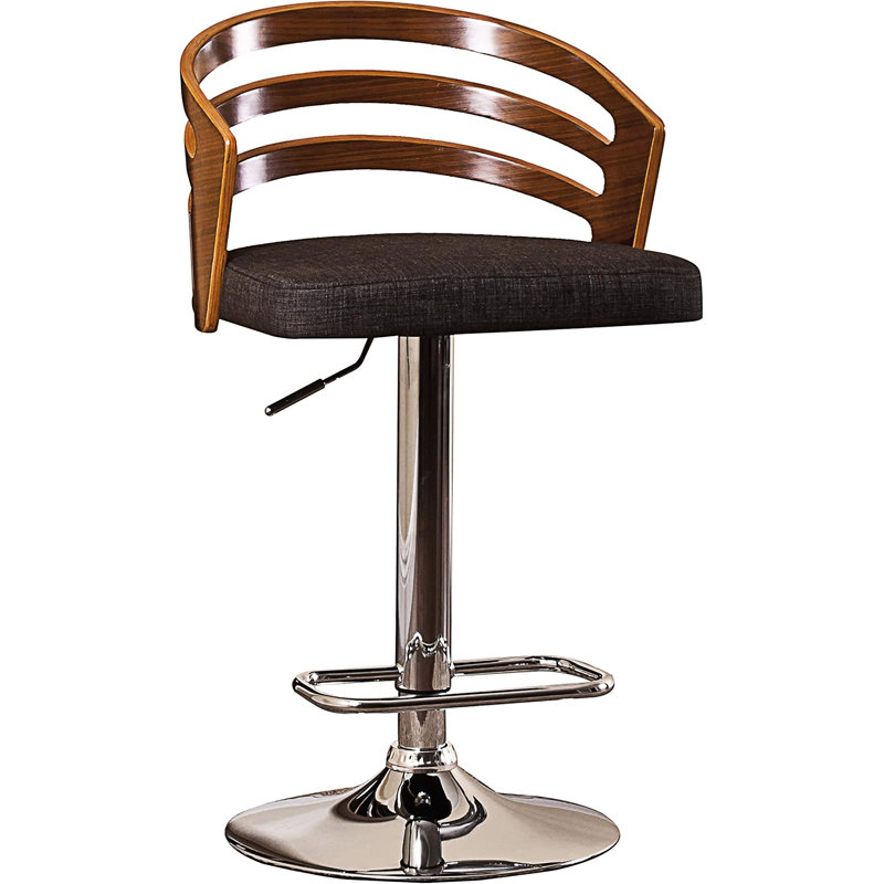 Tabouret de bar pivotant en bois, Brun / Noir