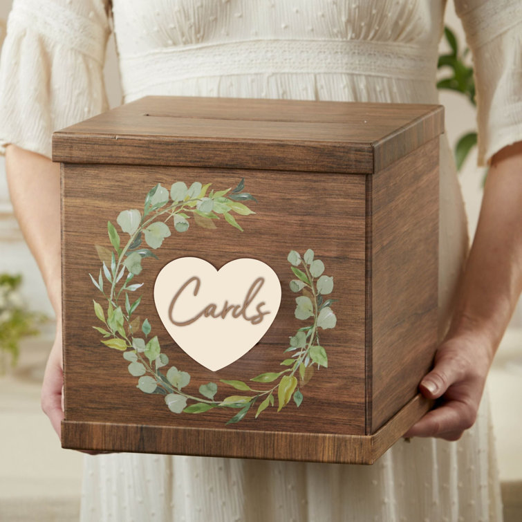 FixtureDisplays Diy Wedding Card Box Rustic Wood Card Box Gift Card Holder  for Wedding Banquet & Reviews