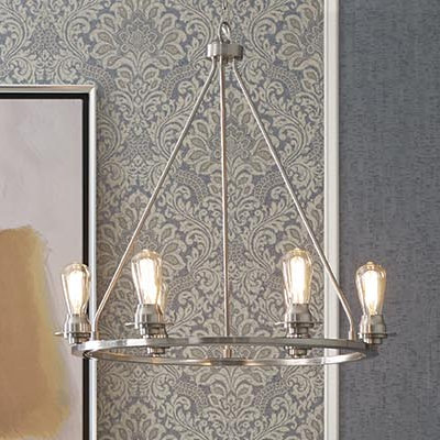 Miesha 6 - Light Farmhouse Chandelier, Brushed Nickel