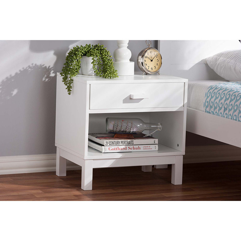 Table de chevet 1 tiroir Caden Delilah, Blanc