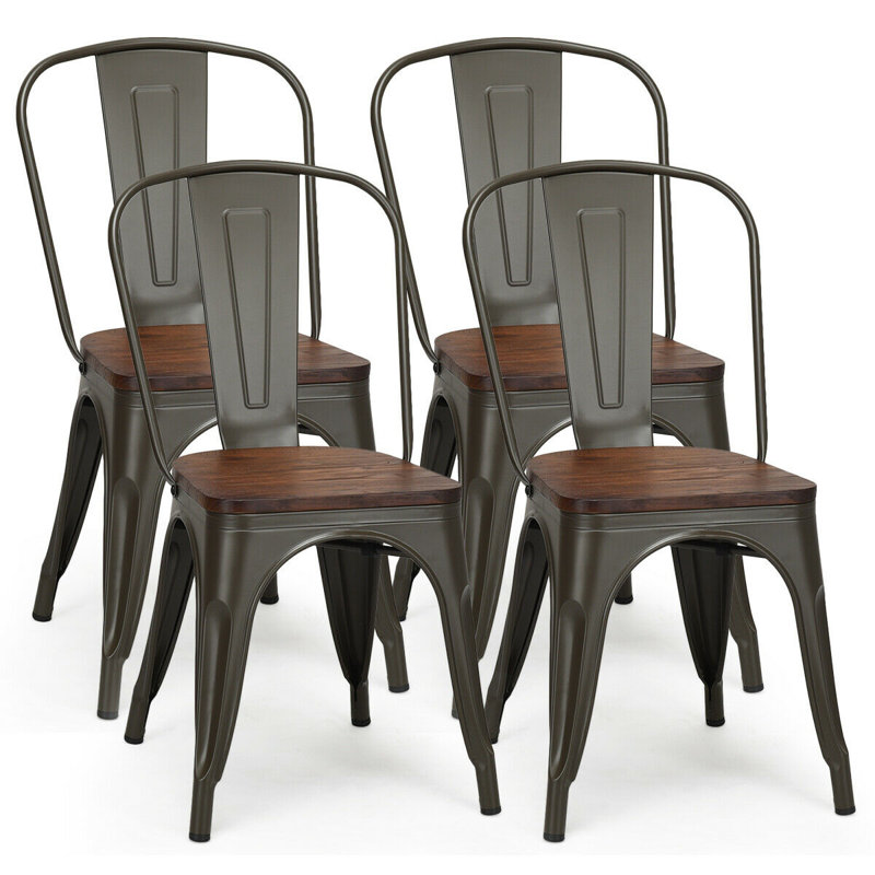 Demitrius Elm Solid Wood Counter Stool, Copper