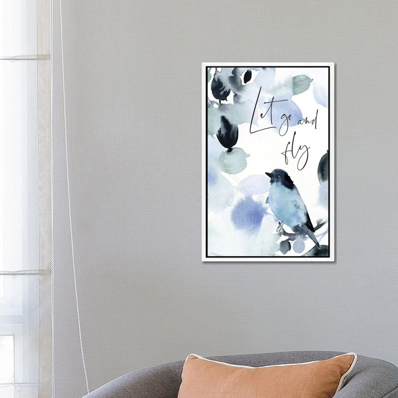 Let Go And Fly by Stephanie Ryan - Painting on Canvas, 66.04cm H x 45.72cm W x 3.81cm D, White Floater Framed