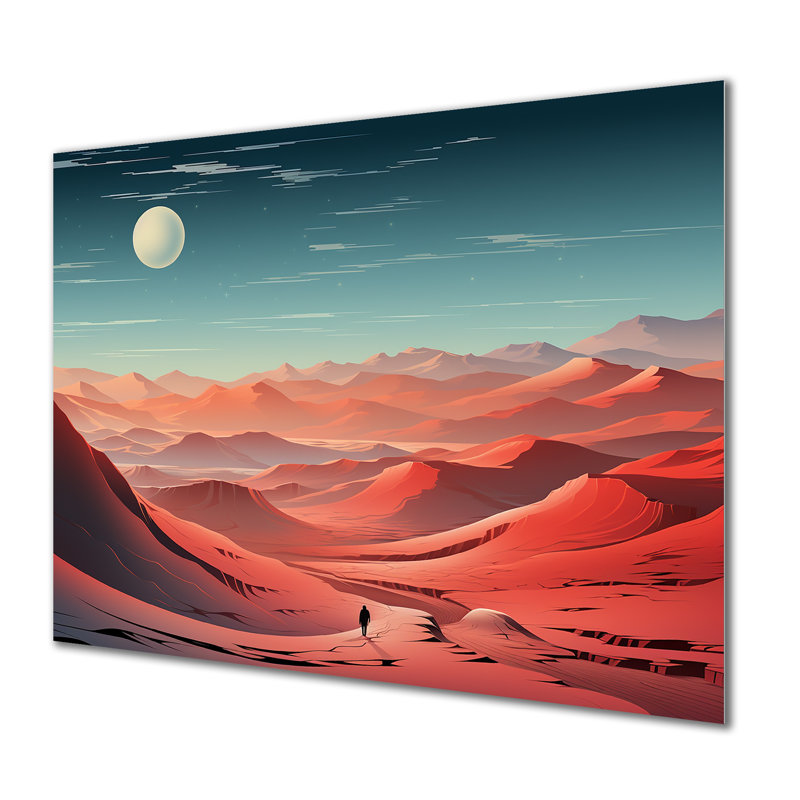 Crimson Sands Desert Moon Horizon I - désert, art mural en métal, H 24 po x l 32 po x P 1 po