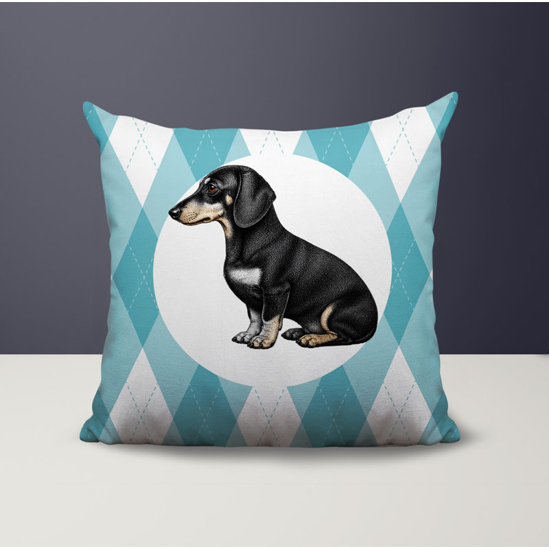 Coussin réversible intérieur / extérieur Dachshund Dog, 16 x 16, Sarcelle