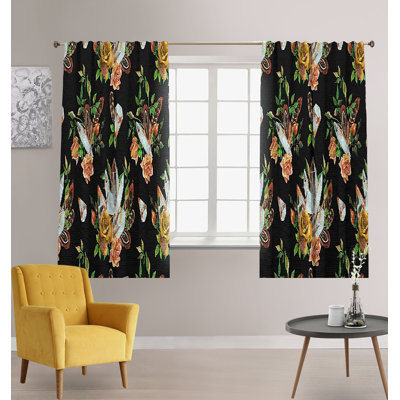 Paire de rideaux occultant et isolants avec passe-tringle Feathers and Roses